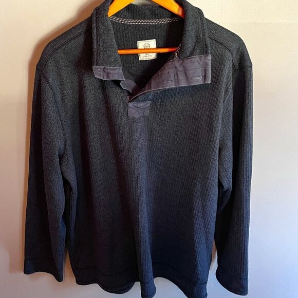 Field & Stream Pullover Sweater Navy Blue Ribbed Size XXL Button Neck Outdoor - Picture 2 of 10